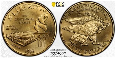 1995-W $5 Stadium MS70