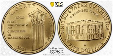 2001-W $5 Capitol Visitor MS70