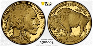 2007-W $50 American Buffalo .9999 Fine Gold PR70DCAM