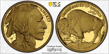2008-W $50 American Buffalo .9999 Fine Gold PR70DCAM