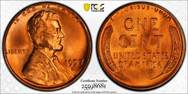1957-D 1C MS67+ RD