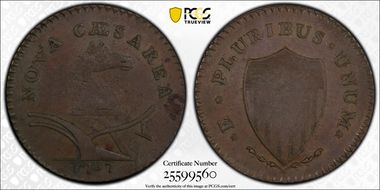 1787 NJ 1/2P Hidden WM in Sprig, Maris 62-q AU55BN