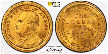 1903 G$1 LA Purchase, McKinley MS67+