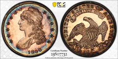 1836 50C Lettered Edge O-109 PR64+