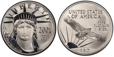 2001 $50 Statue of Liberty MS70