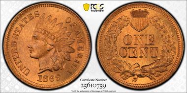 1869 1C MS66+ RD