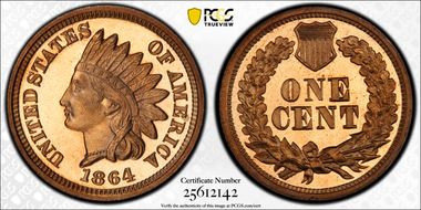 1864 1C Copper Nickel PR66CAM