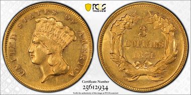 1871 $3 AU58