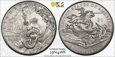 2016-P $1 Mark Twain First Strike MS70