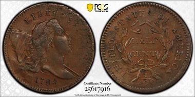 1794 1/2C AU50BN