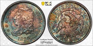 1835 H10C Large Date, Large 5C MS66+