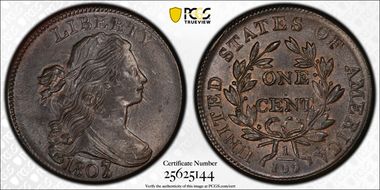 1807/6 1C Large 7 MS63BN