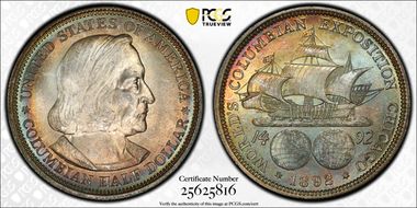 1892 50C Columbian MS65