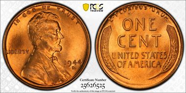 1944-D 1C MS67+ RD
