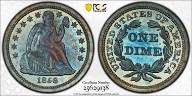 1856 10C Small Date PR67