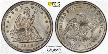 1839 25C No Drapery MS64