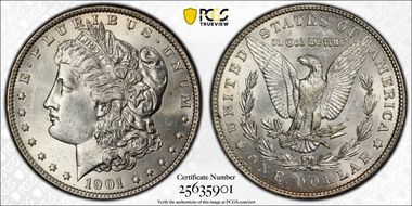 1901 $1 Doubled Die Reverse MS61