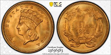 1858 G$1 MS69