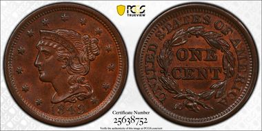 1849 1C Newcomb 22 MS64BN