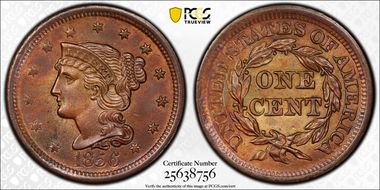 1856 1C N-21 MS63BN