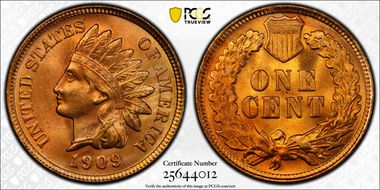 1909 1C Indian MS66+ RD