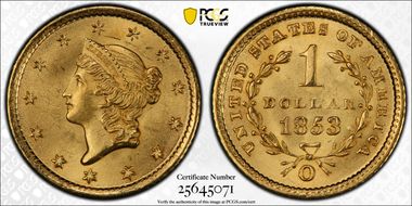 1853-O G$1 MS65