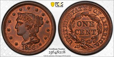 1856 1C Slanted 5 MS66RB