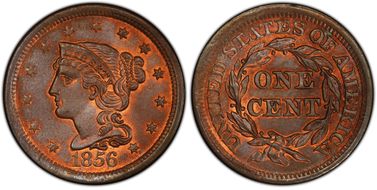 1856 1C Slanted 5 MS66RB