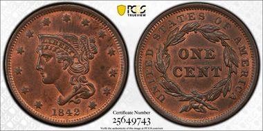 1842 1C N-1 Small Date MS64RB