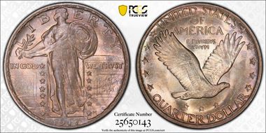 1917-D 25C Type 2 MS66FH