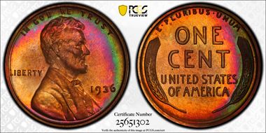 1936 1C Satin PR66+ RB