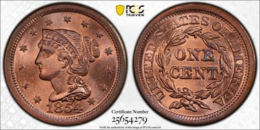 1854 1C MS65RD