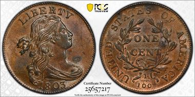 1803 1C S-255, Sm Date, Sm Frac MS63BN