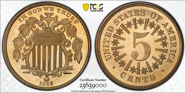 1866 5C Rays PR66CAM