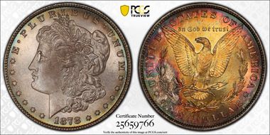 1878 8TF $1 VAM 19, Doubled Date MS66