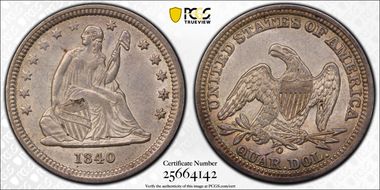 1840-O 25C Drapery AU58