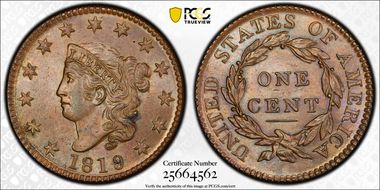 1819/8 1C Newcomb 1 MS64BN