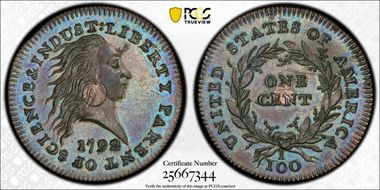 1792 1C Judd-1, Silver Center SP65BN