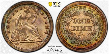 1853-O 10C Arrows MS66