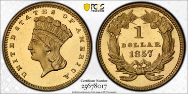 1857 G$1 PR66DCAM