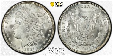 1921 $1 Morgan MS66