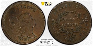 1797 1/2C Low Head, Plain Edge VF30BN