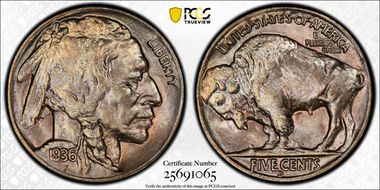 1936-D 5C MS66+