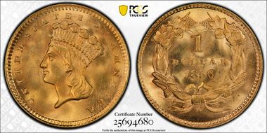 1856 G$1 Upright 5 MS66