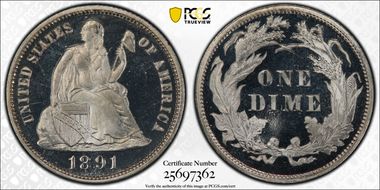 1891 10C PR66+ DCAM