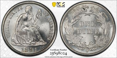 1891-S 10C MS66