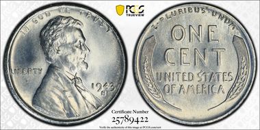 1943-S 1C MS68