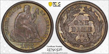 1875-CC 10C Mintmark Above Bow MS67