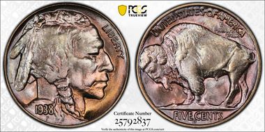 1938-D/S 5C Buffalo MS67+