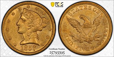 1857-C $5 MS62